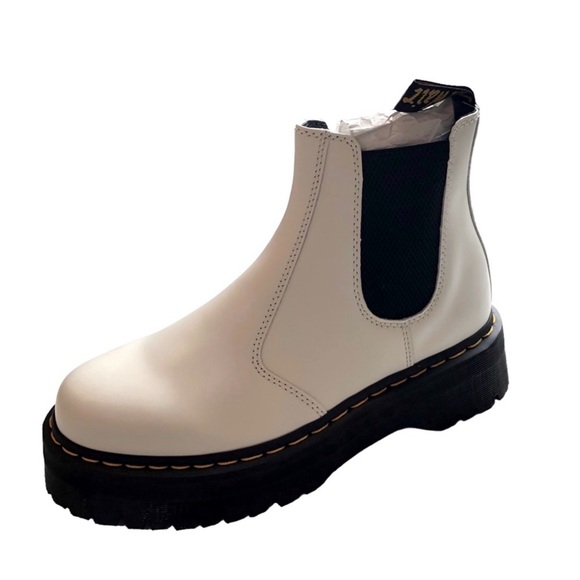 Dr. Martens 2976 Quad Leather Platform Chelsea Boots White US Ladies Size 9 - Picture 4 of 13